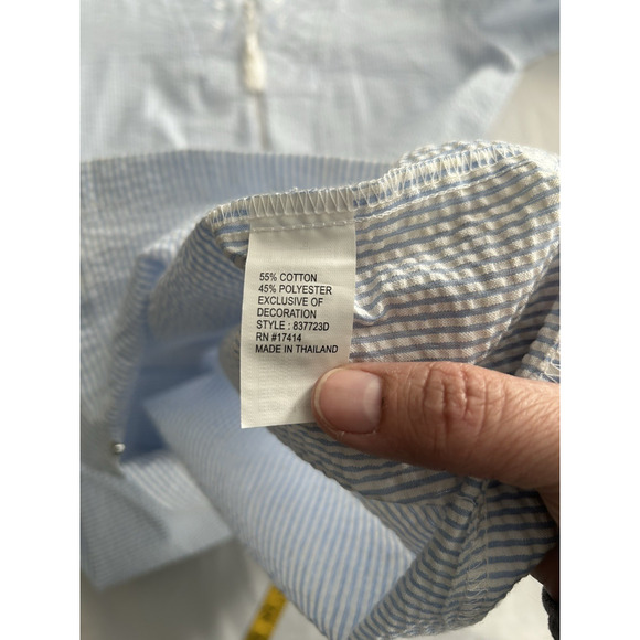 Miss Elaine Embroidered Seersucker Full Zip Robe Womens Size Small Blue NWT - Picture 4 of 8